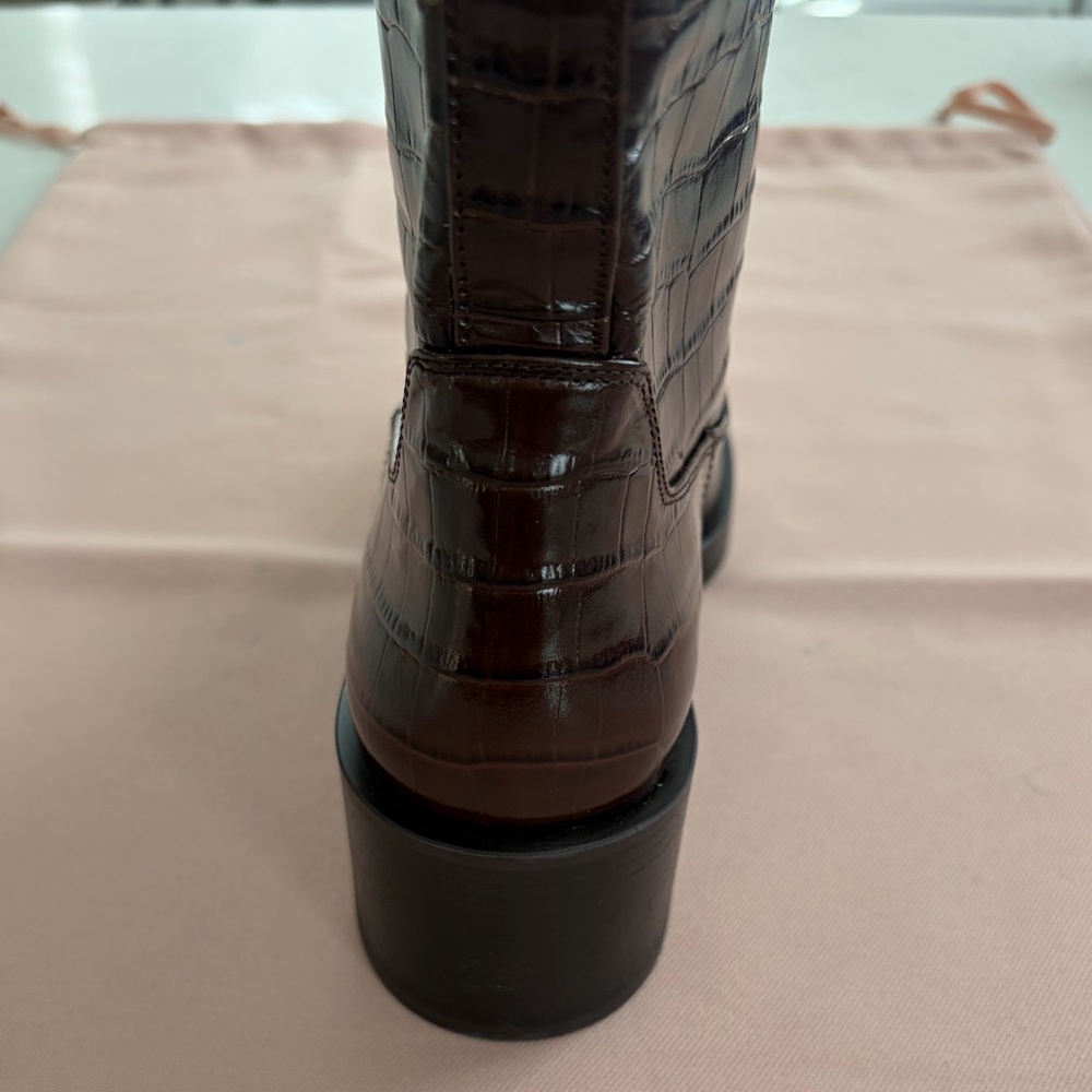 Stuart Weitzman Kaia Croc-Embossed Leather Knee-High Boots NWT - Picture 13 of 15